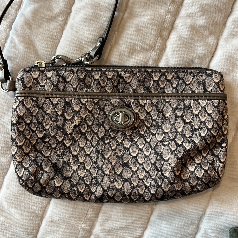 Coach Wristlet Snakeskin & Leather Clutch Handbag Bag